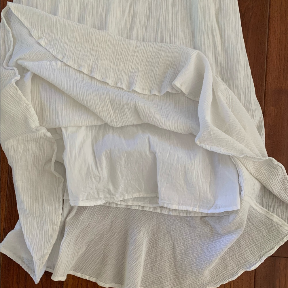 BCBG irls maxi dress Women's Medium (6/8) White crepe beaded BOHO lined sundress - Picture 6 of 14